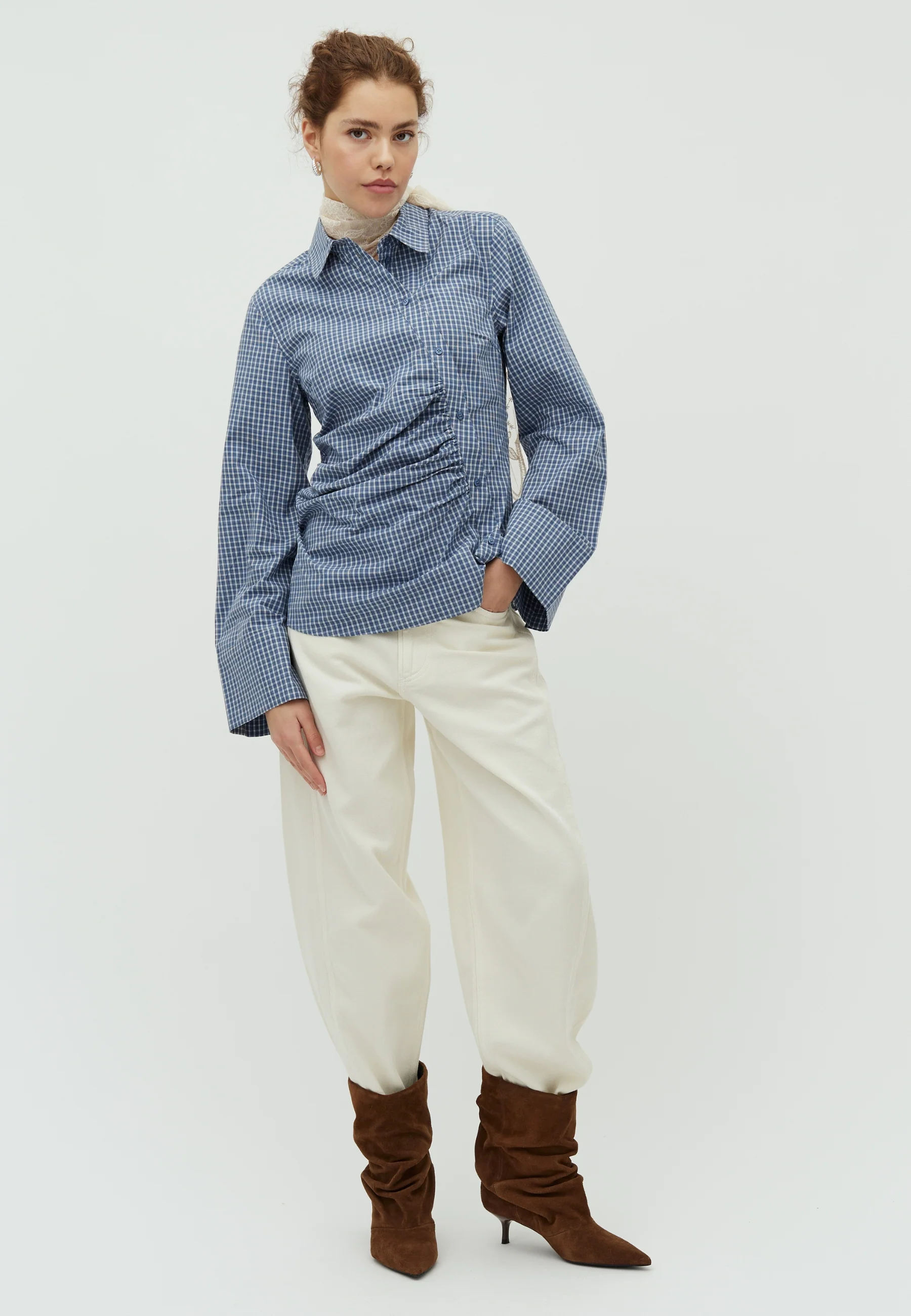 Loutro-M Shirt - Navy Blue Check - Image 4